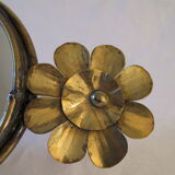 Mirror brutalist copper sculpture golden flower 1960 1970