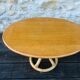 Vintage coffee table in light wood and bamboo, circa 1960.