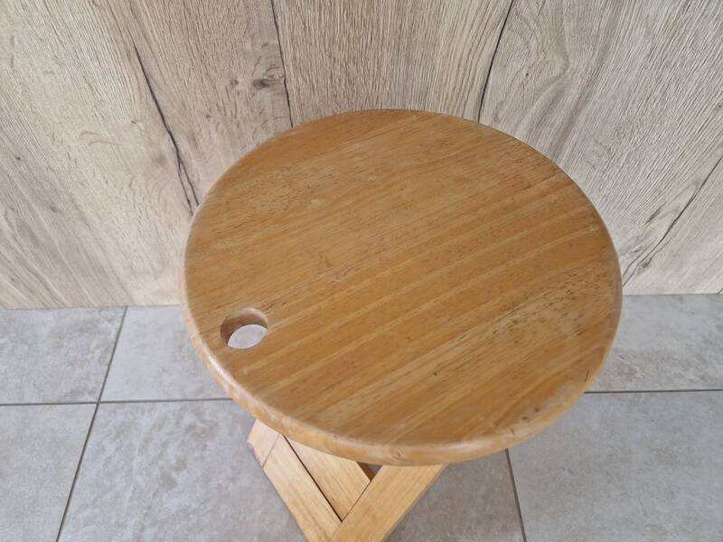 Tabouret pliant en pin - Design attribué à Adrian Reed ou encore Pierre Lota - 1980