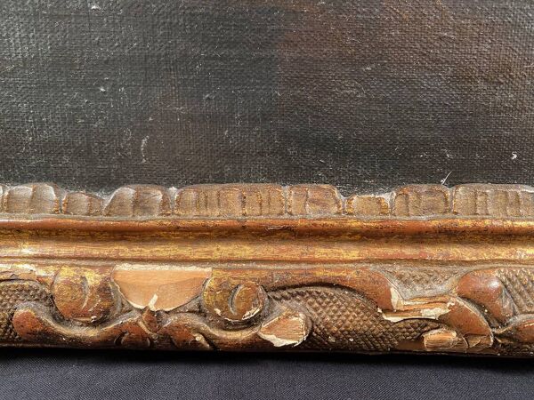 Ecole hollandaise XIXe, huile sur toile. “Bouquet de fleurs sur un entablement”.