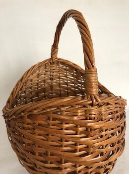 Woven wicker ball basket
