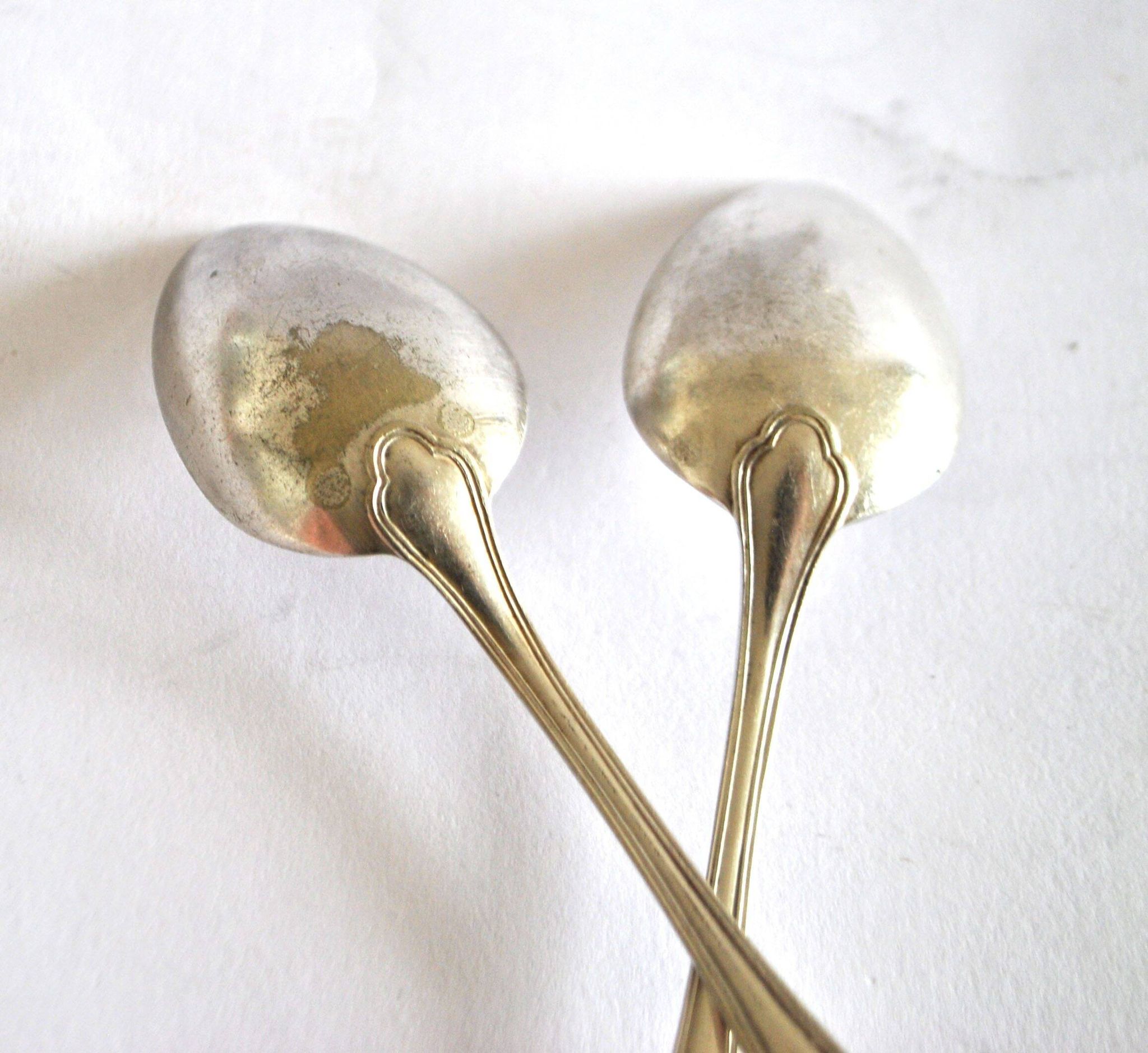 Set of 2 silver-plated teaspoons with C&L filigree, 14.5 cm