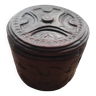 Round box in wood and Tuareg leather