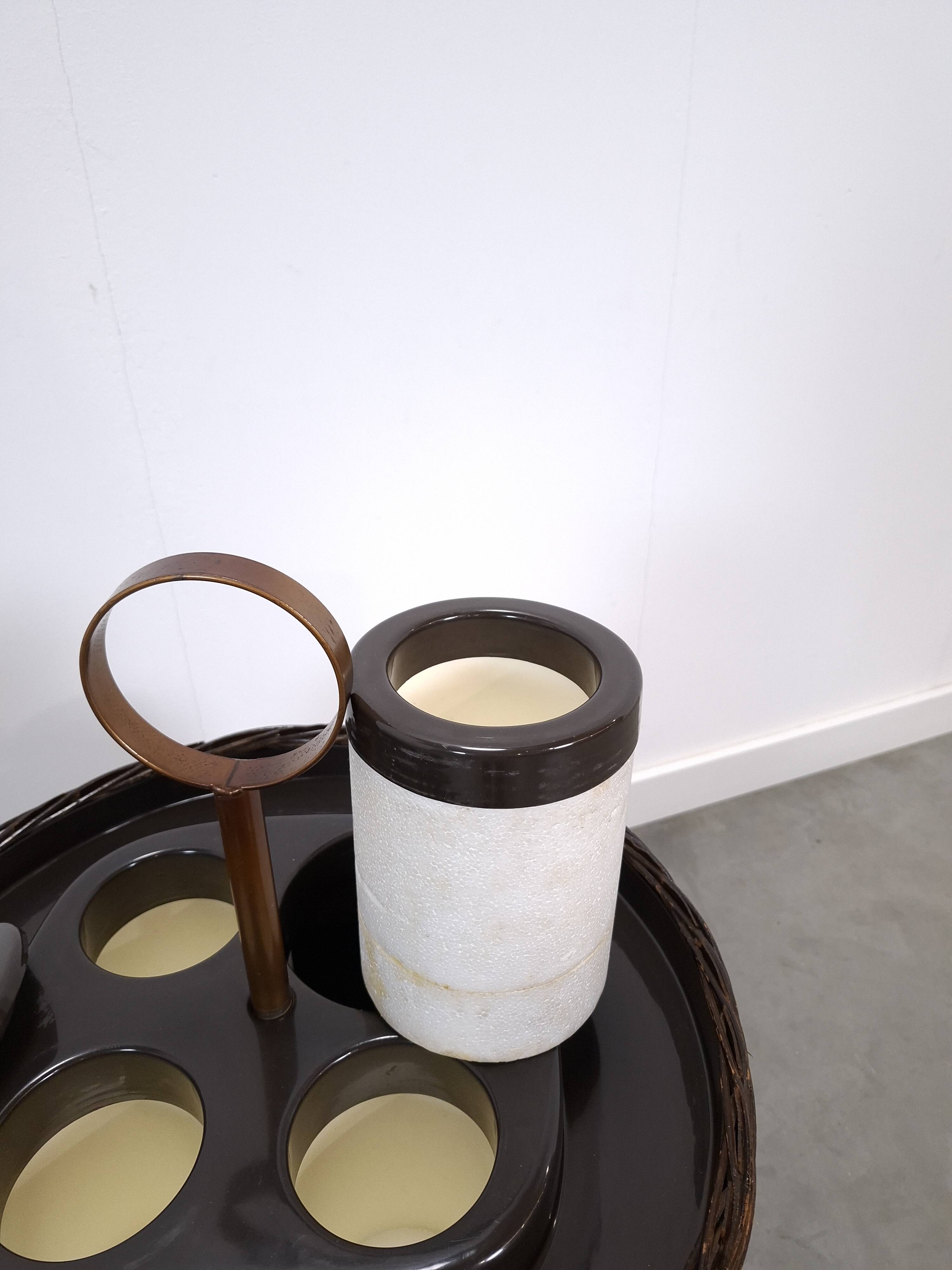 Draagbare bar, wijnkoeler met rotan en kunststof