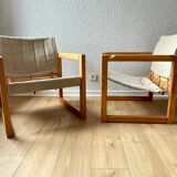 Iconic set of 2 safari armchairs by karin mobring and their coffee table – vintage ikea design in solid pine, vintage