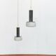 Suspended glass and chrome lamps model P105 German Mid-Century Space Age from the 1960s by Staff, set of 2.
