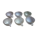 6 large iridescent tea cups with gold edge
