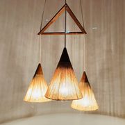 Teakwood and Sisal Cascading Lamp by Temde