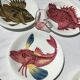 8 Plates flat fish painted handmade art art Proceram