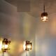 Pair of brutalist wall lamps and hanging lamps