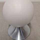 Space age round lamp in frosted white glass, France circa 1970.