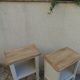 Pair of bedside tables, Elle and Lui, re-enchanted end tables in beige.