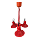 Three-lamp suspension in Memphis design style in red metal.