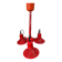Three-lamp suspension in Memphis design style in red metal.
