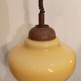 Vintage pendant light in mustard yellow glass 1960s goes up and down