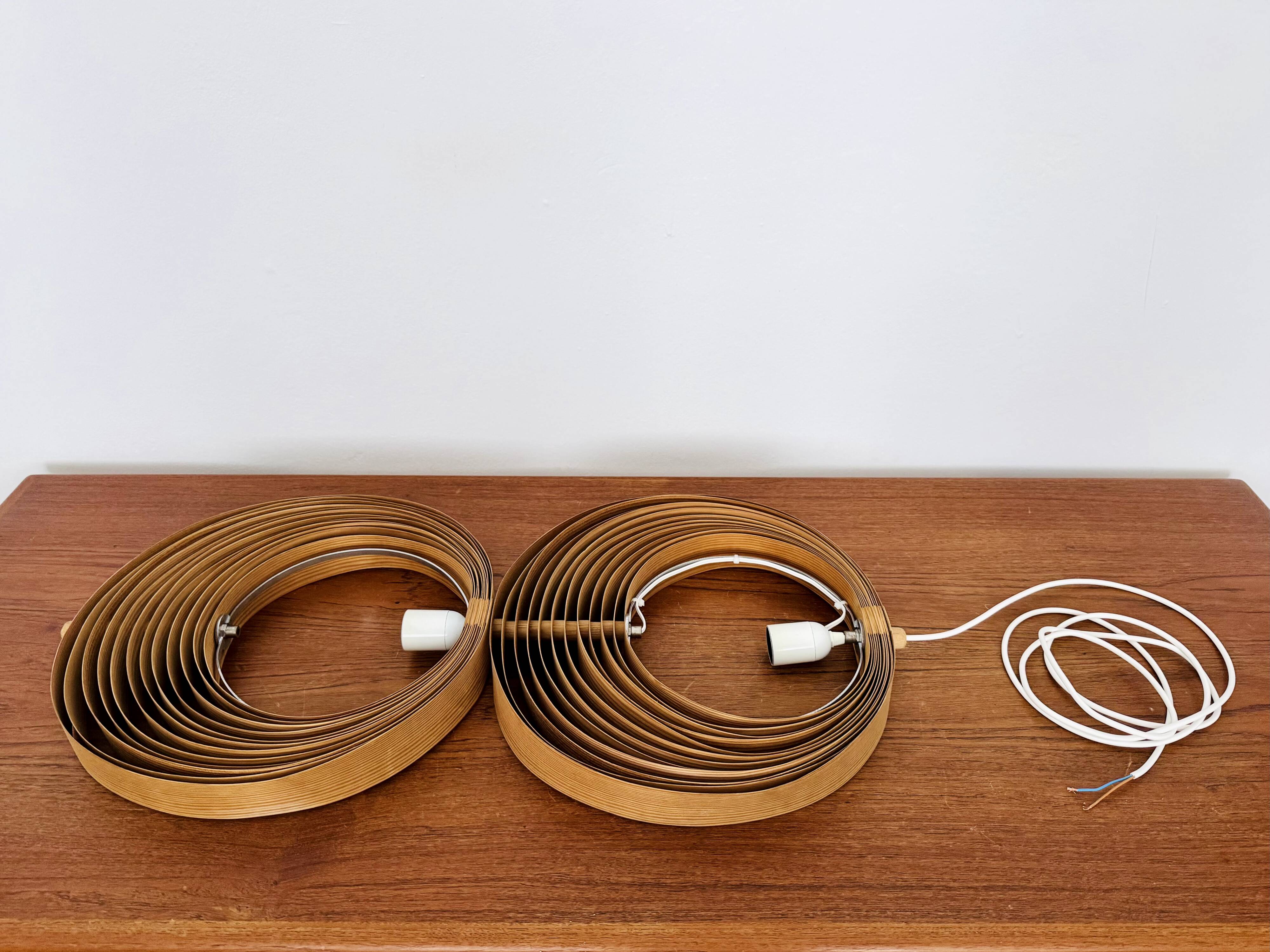 Wooden Double Moon Pendant Lamp