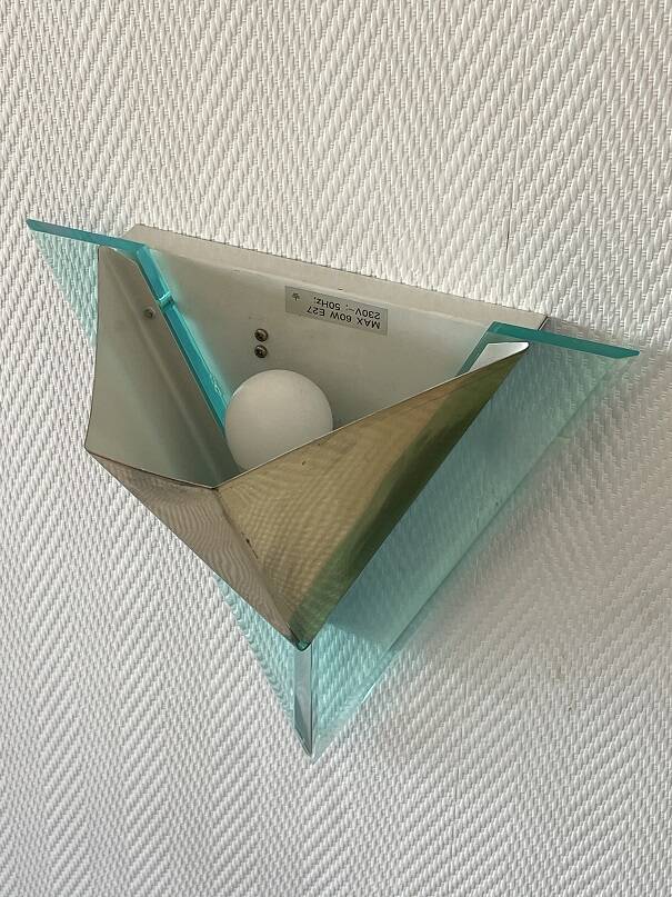 Pair of wall lights with geometric design from the 80s