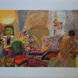 Yvonne CHEFFER DELOUIS: Reading in the Salon, Original signed lithograph