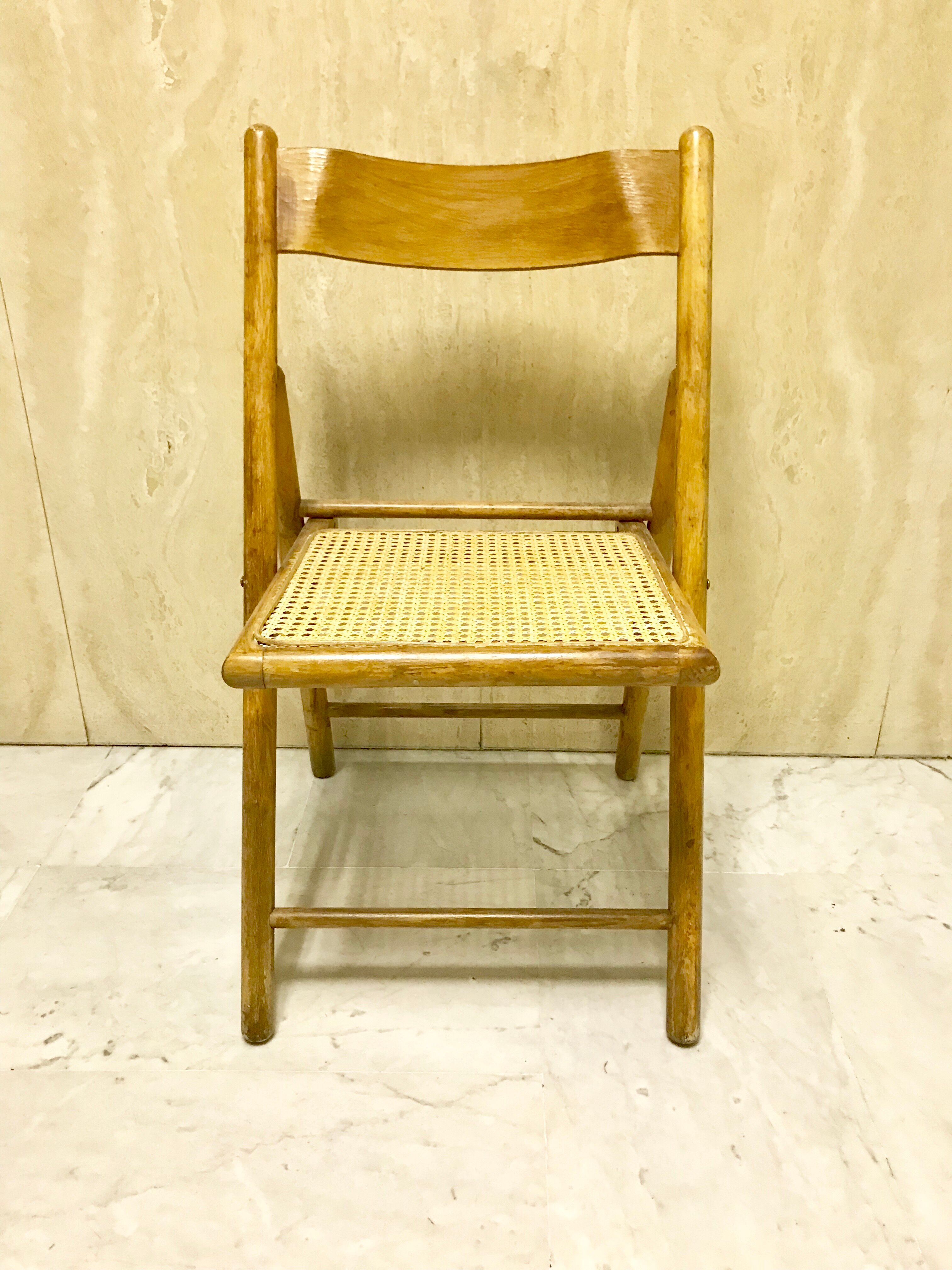 Duo of canned folding chairs