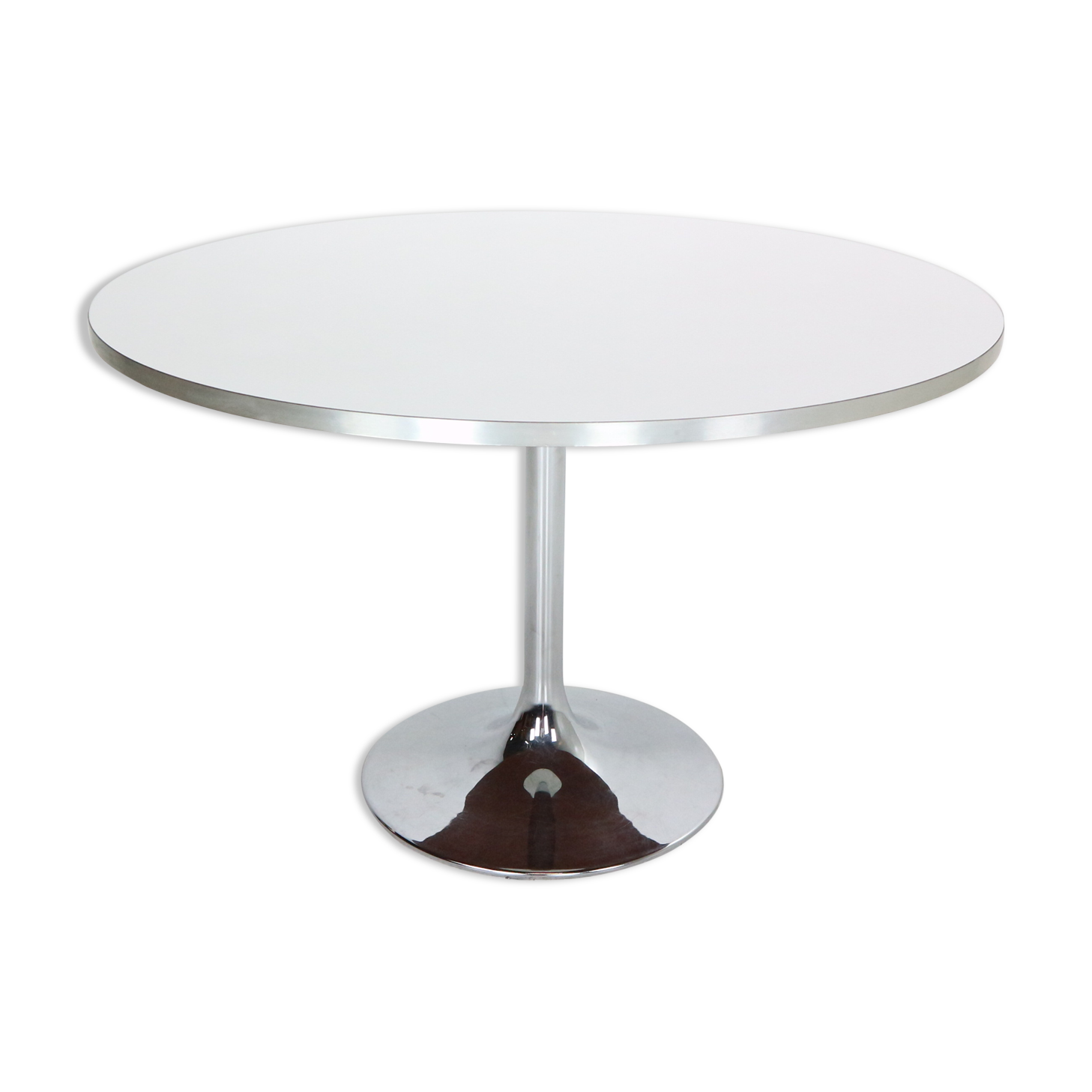 Börje johanson round white & chrome "tulip" dinning table, 1968 sweden