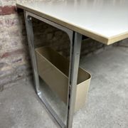 Vintage desk table 1975 in aluminum and melanin by albert rosselli for facomet