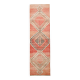 3x10 Peach Red Soft Vintage Turkish Runner Rug, 86x303Cm SK 20297