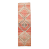 Tapis de couloir turc doux vintage rouge pêche 3x10, 86x303 cm SK 20297