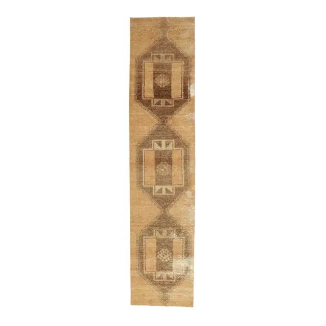 1970s Turkish Oushak Wool Runner Rug 84x378