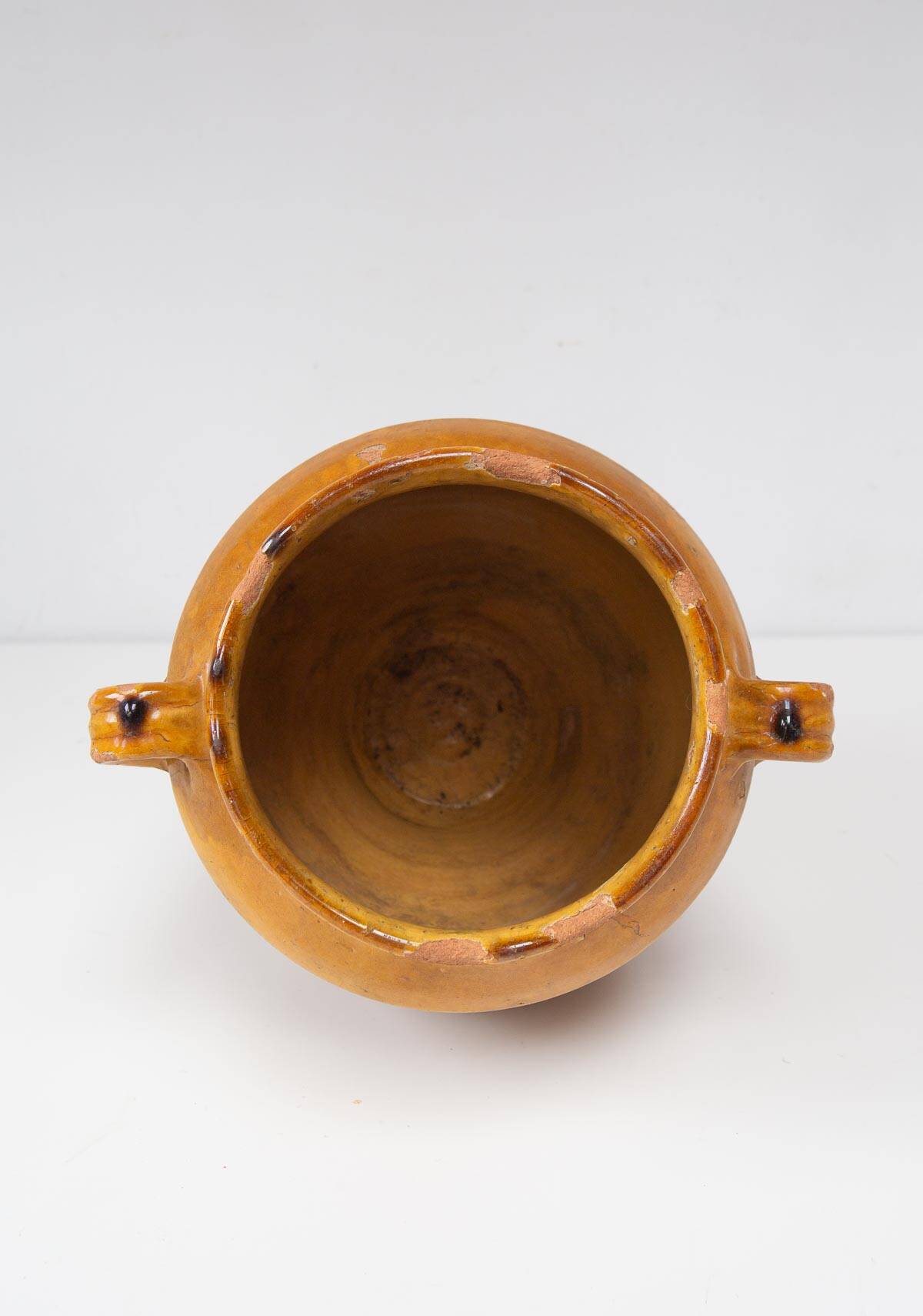 Antique yellow enamel confit pot from the 19th century