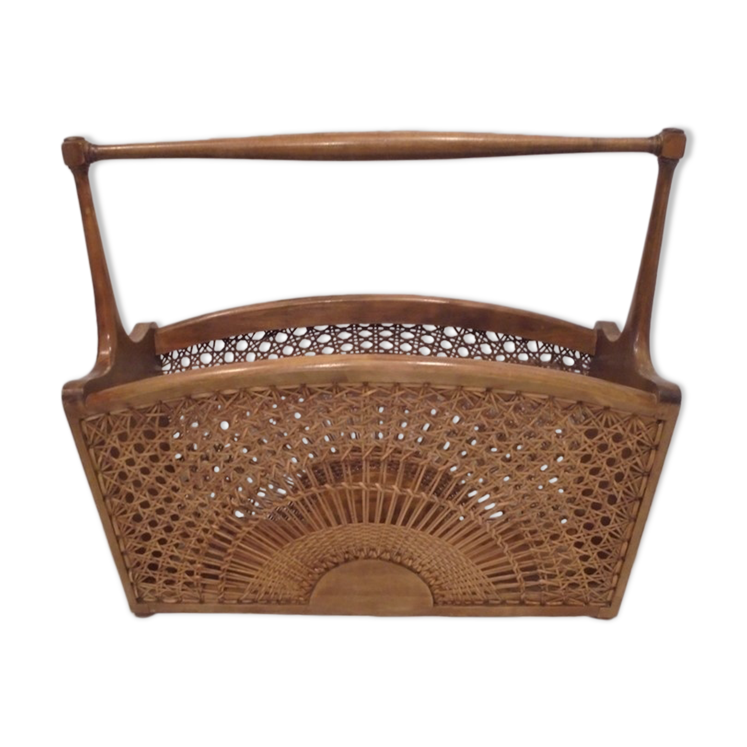 Porte-revues en bois et cannage