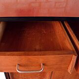 Wooden enfilade with fuchsia pink and black formica, 1950s, 130x50x100cm