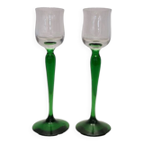 Vintage Shot Glasses With Green Base, 1970s