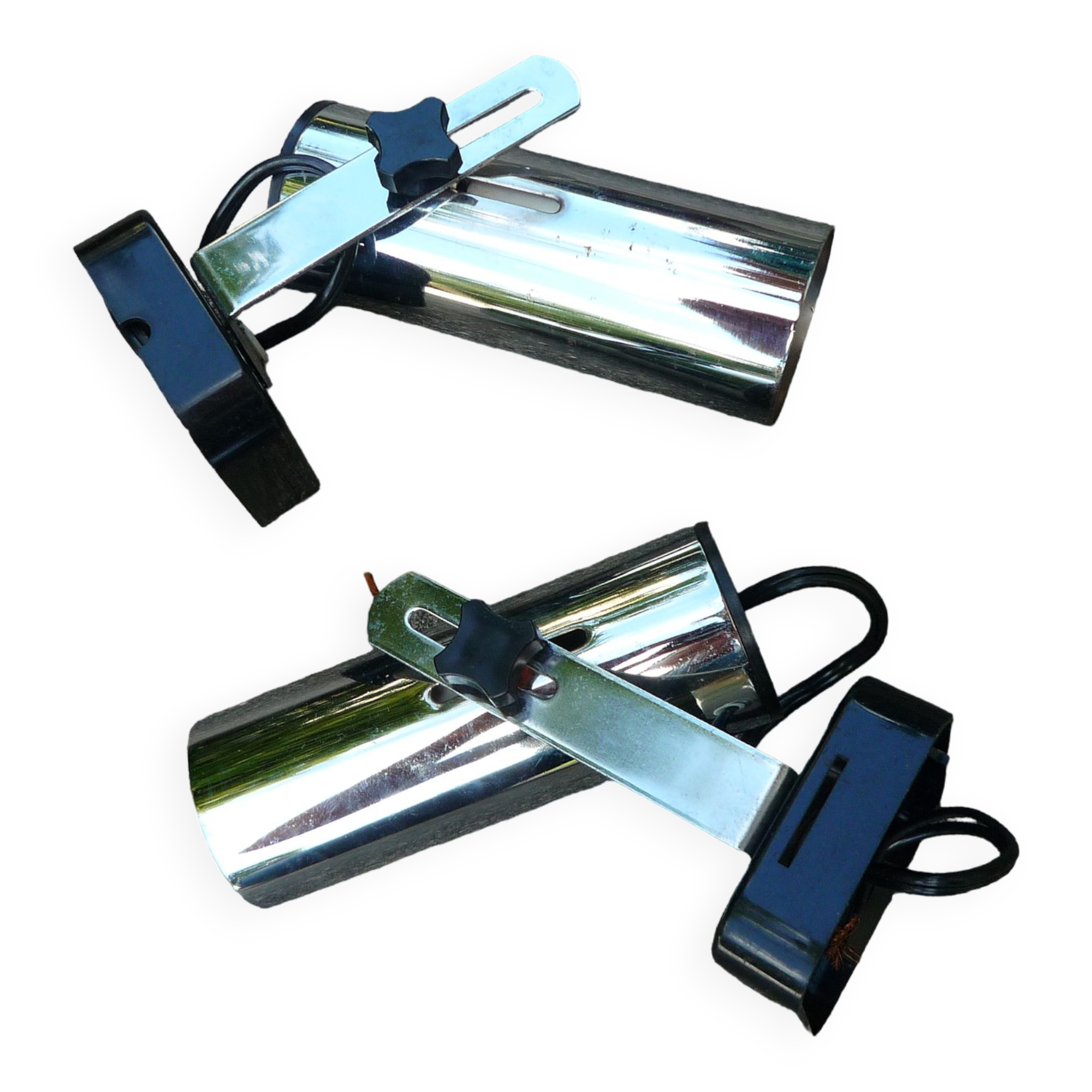 Pair of spotlight lamps, chromed metal, vintage 1970s