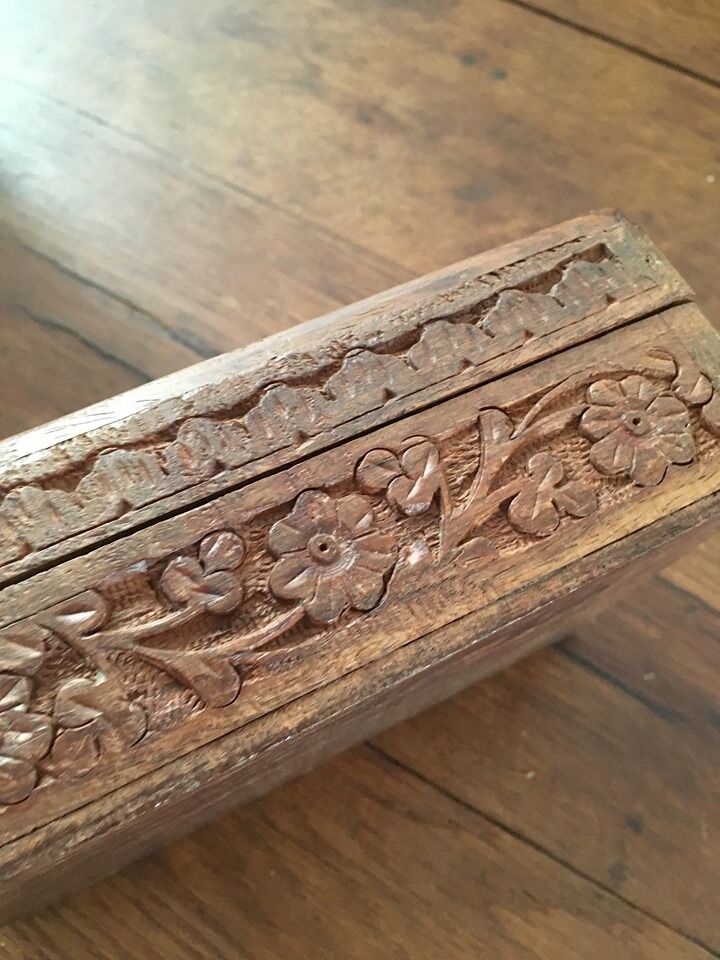 Indian carved wooden box