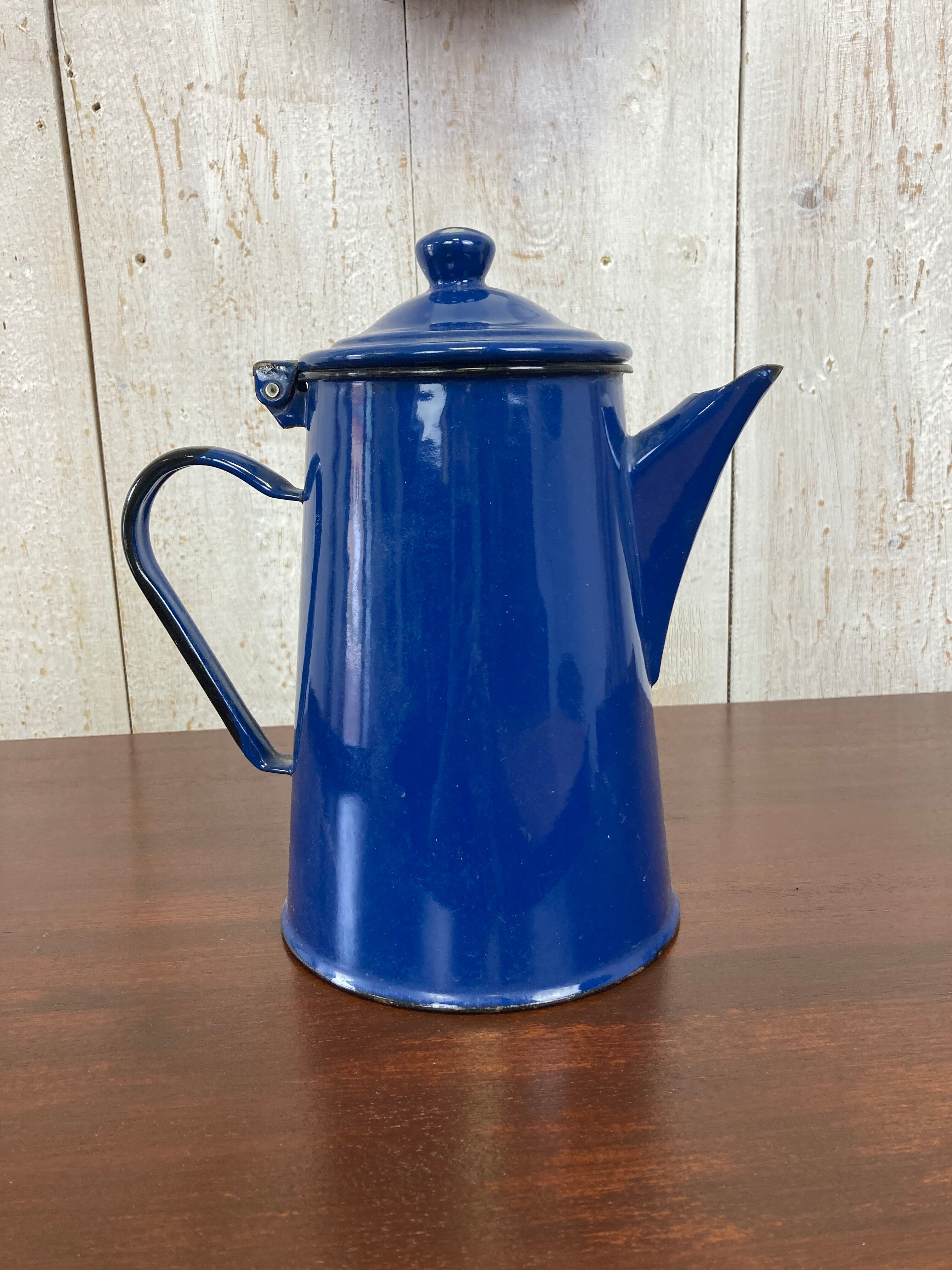 Blue enamelled coffee maker