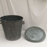 Zinc bucket old washing with 2 handles and lid dimension: height -32cm- D-34cm-
