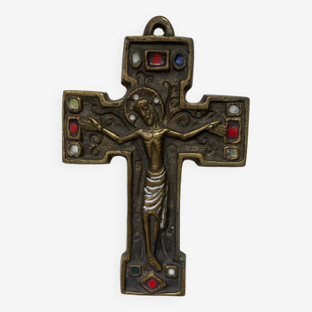 Croix émaillée en bronze