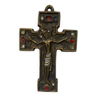 Croix émaillée en bronze