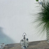 Silver-plated metal and glass salt and pepper shakers