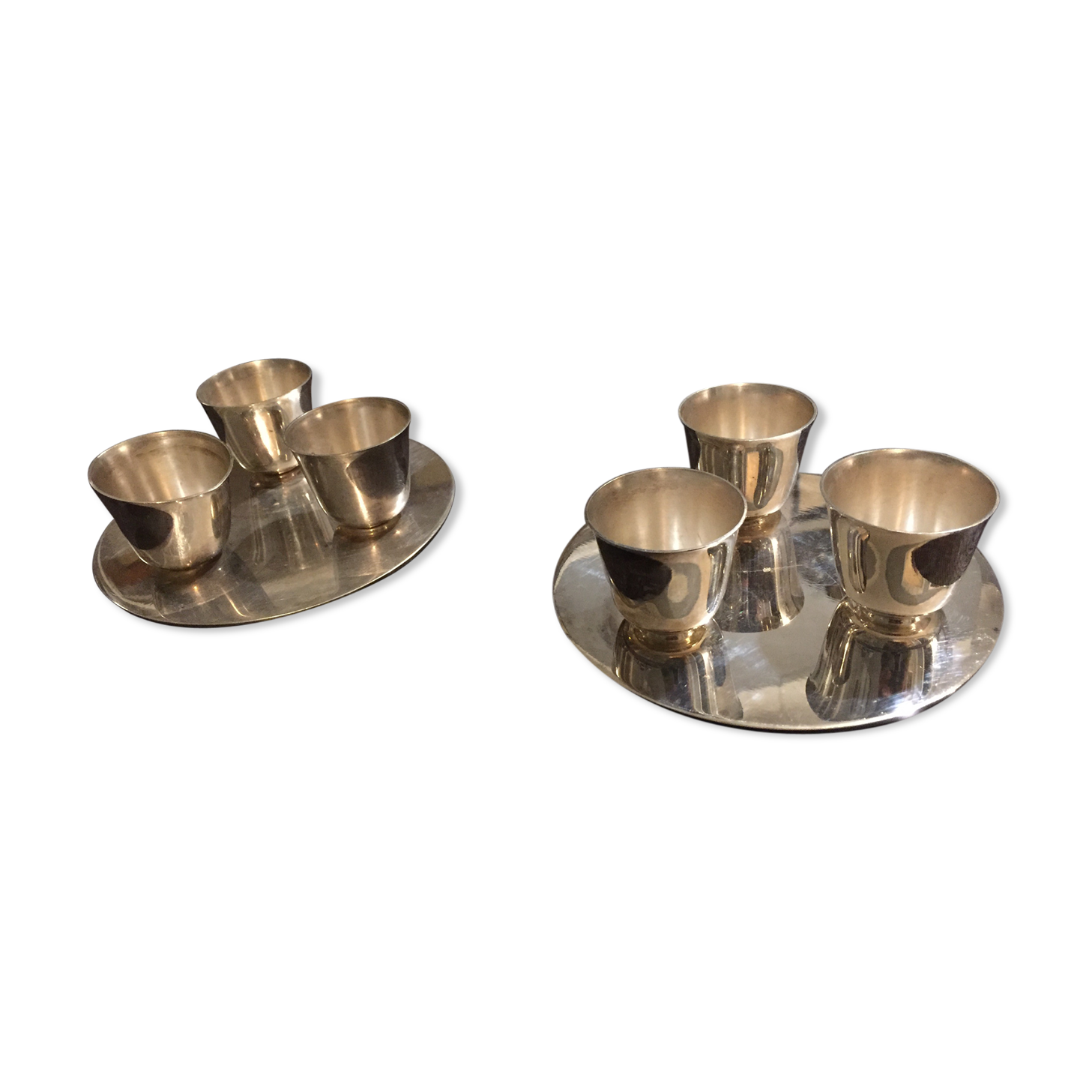 Pair silver metal plates 1930s