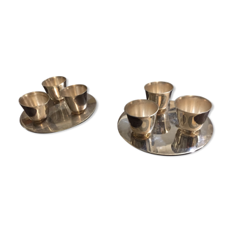 Pair silver metal plates 1930s