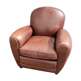 Fauteuil club en cuir marron