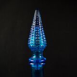 Vintage 1970s Empoli pressed blue molded glass carafe/bottle