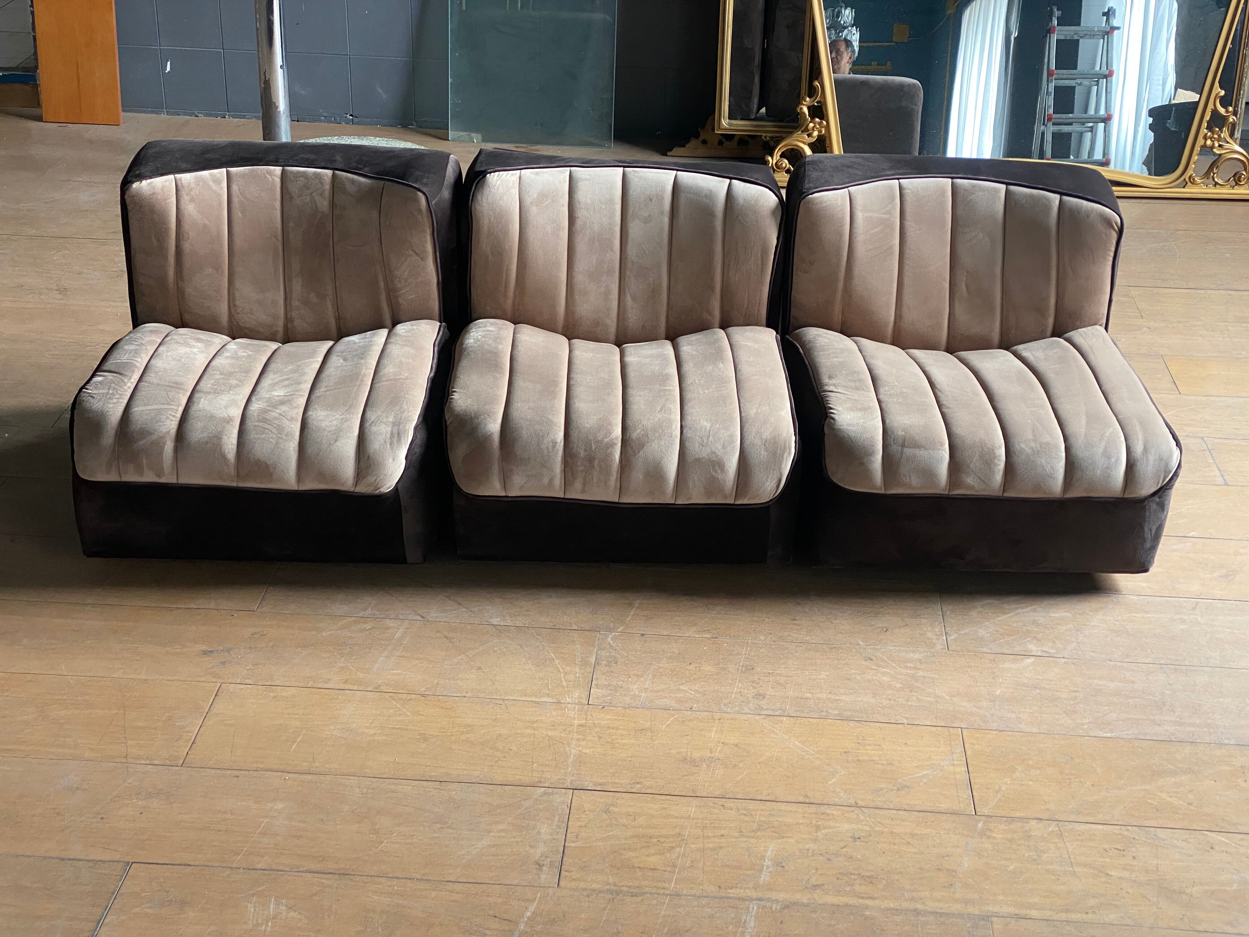 Ensemble de 3 fauteuils modulaires 70s vintage
