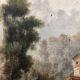 Trumeau decorated with a lively landscape, stuccoed and gilded frame 59x125cm