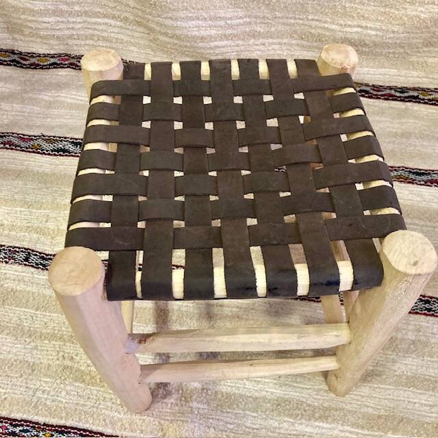 Tabouret Assise Tressée Cuir