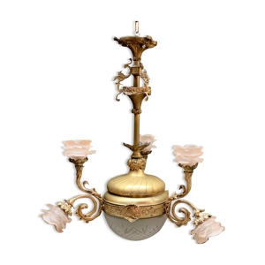 lustre Art Déco. bronze,