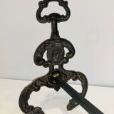 Chenets, cheminée, bronze, fer forgé, style néoclassique, lions