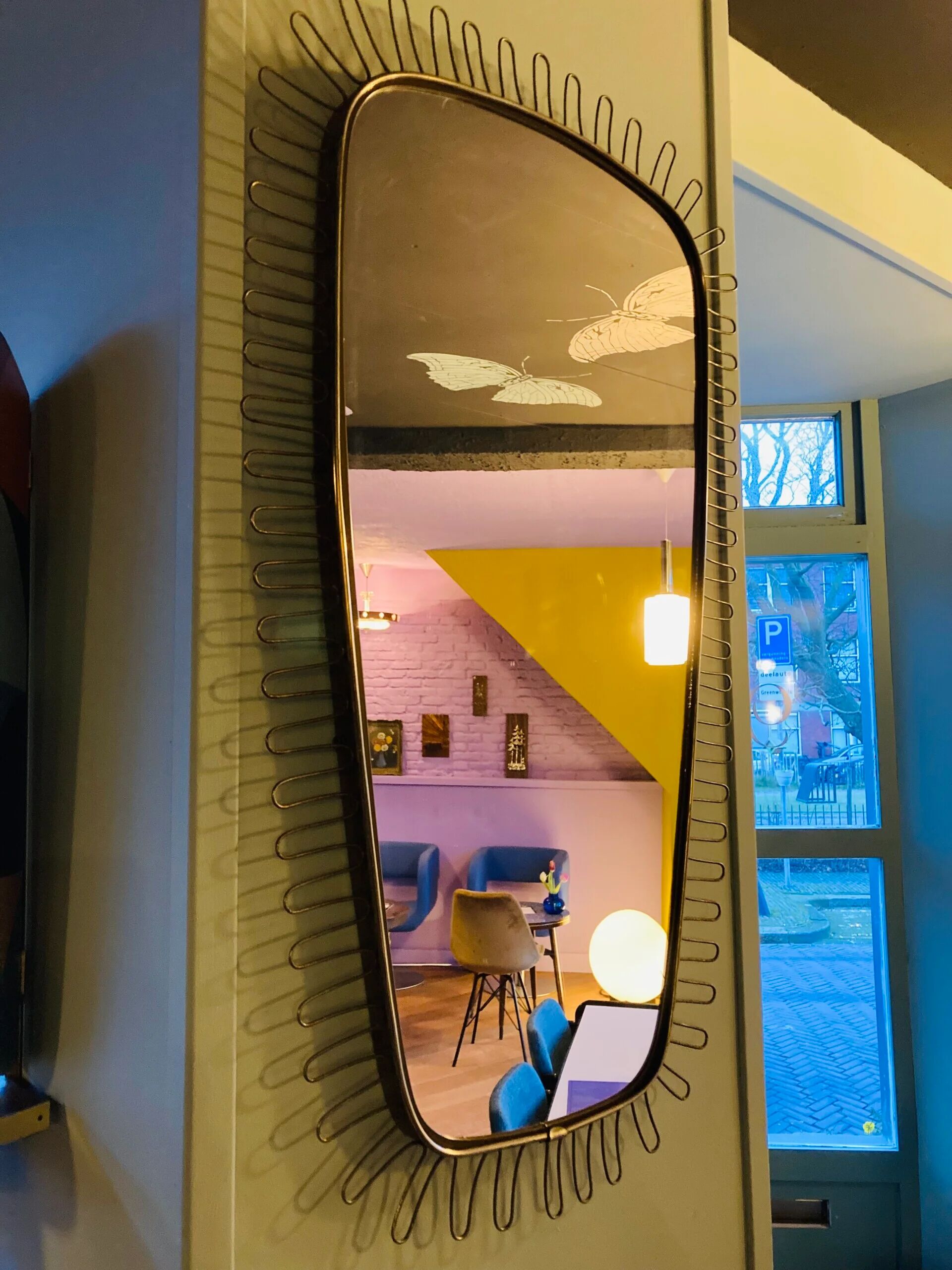 Vintage brass Deknudt mirror, Belgium 1960s