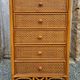 Semainier Maugrion for Roche Bobois, wood and rattan, 80s